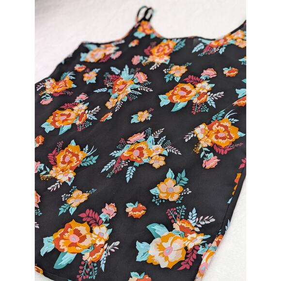 Pink Rose Vintage Large Faux Wrap Tank w/Vibrant Floral Print - Picture 8 of 10